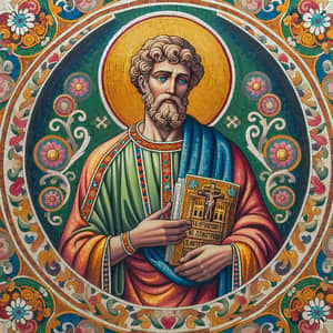 Classic Saint Mosaic Art | Divine Religious Figure in Vibrant Colors