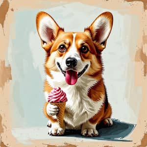 Cute Corgi with Ice-Cream | Adorable Dog Enjoying Treat