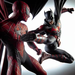 Spiderman kicking batman