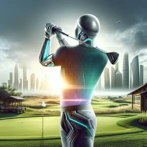 Future Golf: Stylish Golfer Tees Off with Innovation