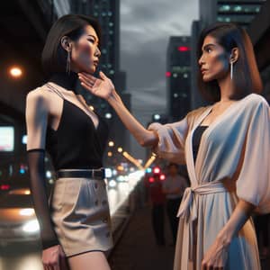 Urban Night Life: Dynamic Interaction Between Two Women