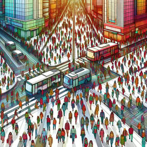 Vibrant Depiction of Urban Overpopulation | Diversity in Crowded City Scene