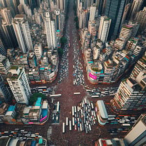 Crowded Cityscape: Vivid Example of Overpopulation