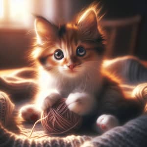 Adorable Ginger and White Kitten in Cozy Setting | Playful and Curious