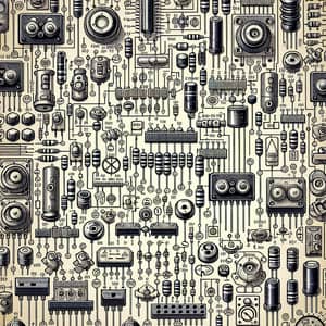 Intricate Electronic Components & Symbols for Science Enthusiasts