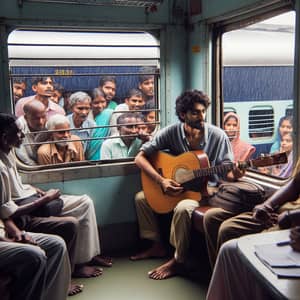 Guitar Melodies in an Indian Train: A Rainy Performance