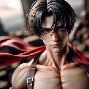 Male Mikasa Ackerman: Steampunk Soldier with Red Scarf