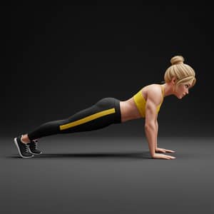 Athletic Girl Doing Push-Ups in 3D Style