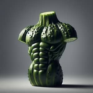 Intricate Cucumber Carving of an Athletic Torso