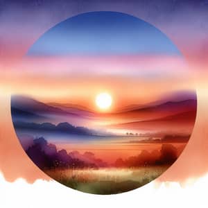 Serene Sunrise Watercolor Landscape Art