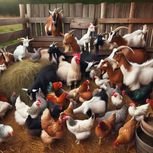 Rural Setting with Goats and Chickens | Barnyard Biotic Harmony