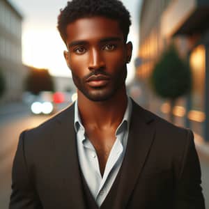 Handsome 30-Year-Old African Man in Stylish Suit | Urban Street Portrait