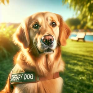 Radiant Golden Retriever Therapy Dog in Tranquil Setting