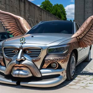 Car with Wings and a Man's Face - Unique Design