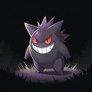 Gengar Pokémon Art on Black Background