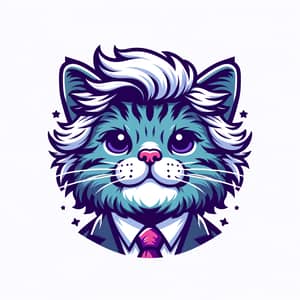 Cute Trump-Cat Logo | Violet Blue Green Palette