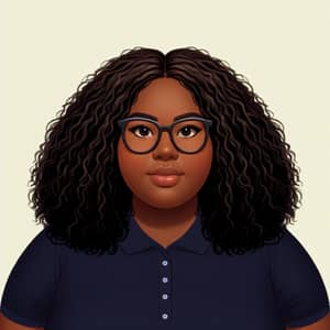 3D Animated African Descent Plus Size Woman with Curly Hair