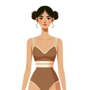 Confident Lady in Two-Piece Swimsuit | Stylish Braided Buns