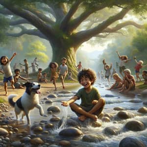 Heartwarming Scene: Lyosha & Friends by the Riverbank