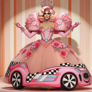 Race Car-Inspired Drag Queen: A Fairytale Princess Theme