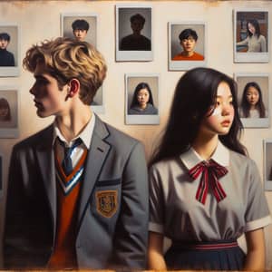 Teenage Boy and Girl in High School Uniforms | Diverse Ethnicity