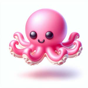 Delightful Pink Octopus 3D Icon | Cute Floating Design