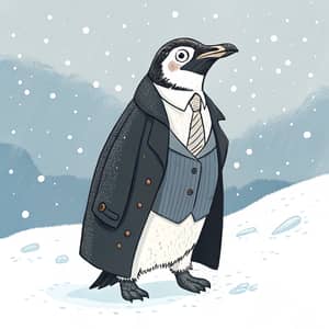 Dapper Penguin in a Stylish Suit