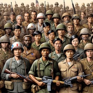 Historical United States vs. Vietnam War Illustration