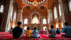 Children Praying in a Beautiful Mosque