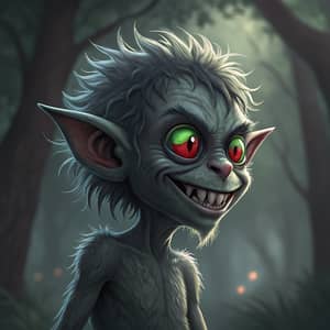 Crazy Grey Goblin with Red/Green Eyes