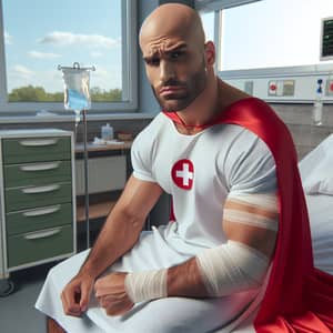 Saitama Hospital Scene - Annoyed Hero in White Cape