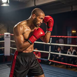 Male Boxer in Red Gloves | Boxing Ring Action