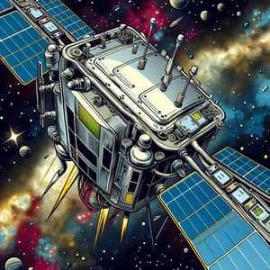 Energetic Radar Remote Sensing Satellite in Comic Style