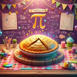 Pi Day Celebration: Fun Pi Symbol Pie Illustration