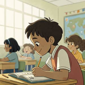 Sunny Classroom Moments: Minh's Drawing Adventure