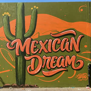 Mexican Dream Graffiti Art with Cactus