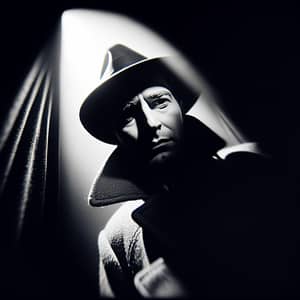 Mysterious Figure in Shadows: Atmospheric Film Noir Shot