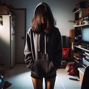 South Asian Woman Standing in Dimly Lit Room