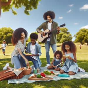 Afro-American Family Enjoying a Day Outdoors