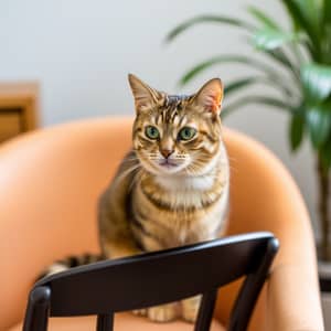 Charming Cat Relaxing on a Chair