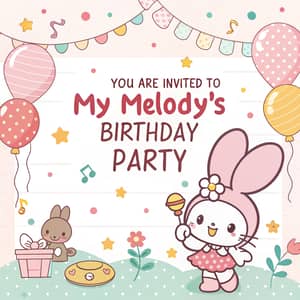 My Melody Birthday Invitation Template