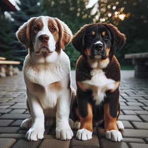 Two Dogs Sitting Side by Side