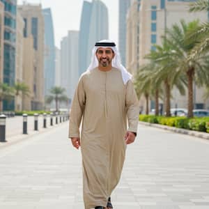 Traditional Emirati Man in Abu Dhabi - Walking