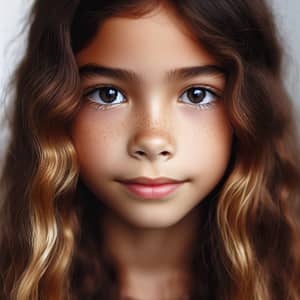 Innocent 8-Year-Old Hispanic Girl with Golden Hair