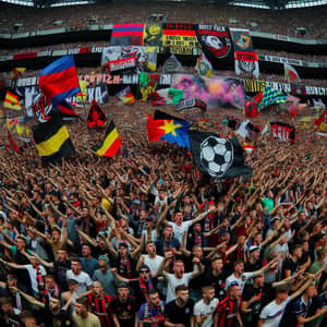 Enthusiastic Soccer Ultras in Packed Stadium