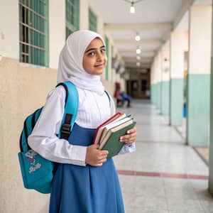 Omani Female Student in School Uniform