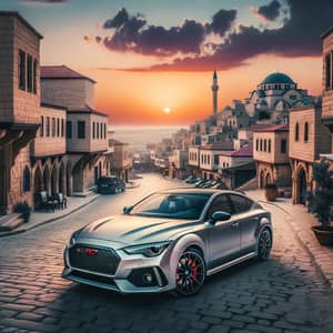 RS7 Car in Mardin, Turkey | Sunset Cityscape View