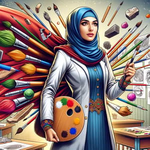 Middle-Eastern Female Art Teacher: Superhero of Artistry