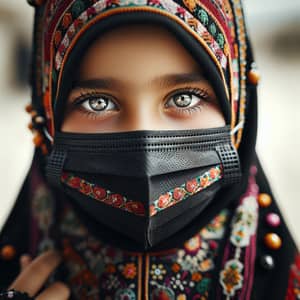 Young Middle-Eastern Girl in Black Face Mask | Determination & Strength