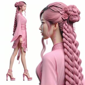 Ancient Chinese Style Animation of Young Woman in Pink Attire